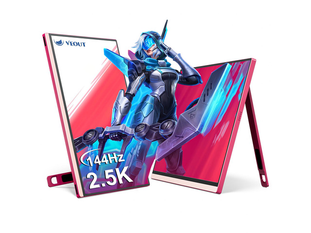 V1Pro 16 Inch 2.5K Portable Gaming Monitor 144Hz IPS Display with FreeSync, USB-C & Mini HDMI for Laptop, Mac, PS5, Xbox, Switch (Pink)