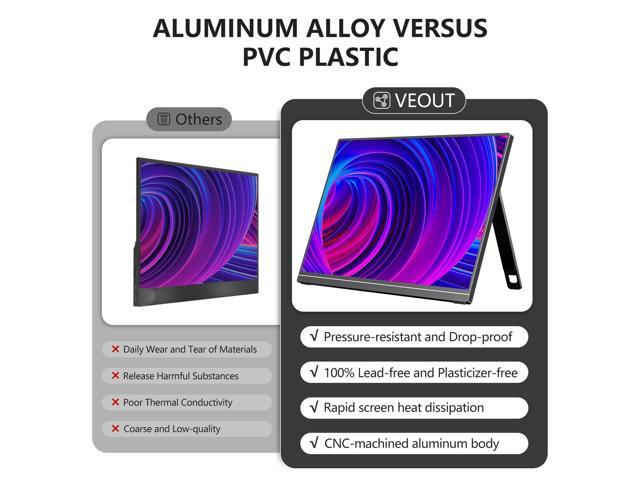 V1Pro 16 Inch 2.5K Portable Gaming Monitor 144Hz IPS Display with FreeSync, USB-C & Mini HDMI for Laptop, Mac, PS5, Xbox, Switch (Black)