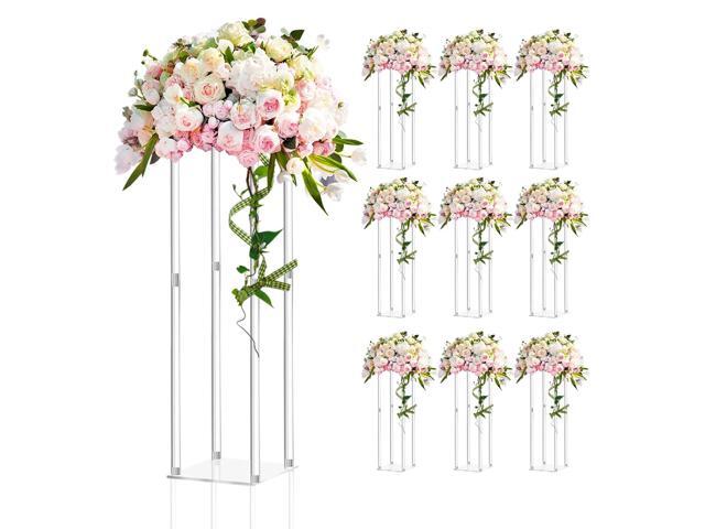 SIHAO 10PCS 23.6-inch Wedding Flower Stand Acrylic Geometric Centerpiece