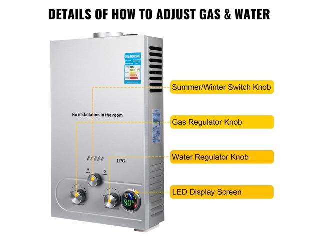 SIHAO 8L Tankless Water Heater 4.3 GPM LPG Propane Gas Instant Hot Water Heater for Home RV Camping Use, Energy-Saving, Low Pressure Startup,...