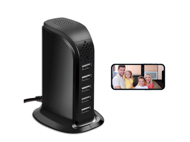WiFi USB Charger Hidden Camera,1080P Security Spy Camera Nanny Cam No Audio USB Charger 5 Port Plug Wireless Mini Secret Video Camera for Home...