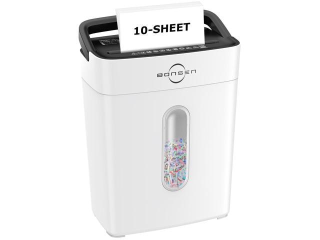 10-Sheet Cross Cut Paper Shredder for Home Office Heavy Duty, White P-4 Security Level, Shreds Paper & Credit Cards, 4-Gal Bin with Portable...