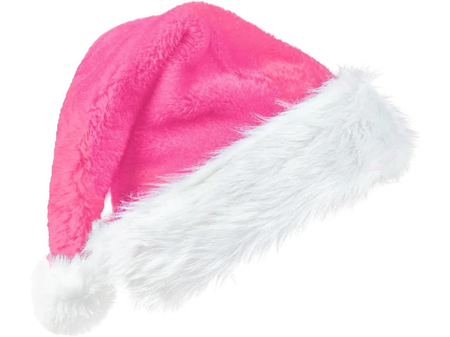 Tanvia Velvet Plush Santa Hat for Men Women - Plush Unisex Christmas Hat for Xmas, New Year Parties & Holiday Decor Pink