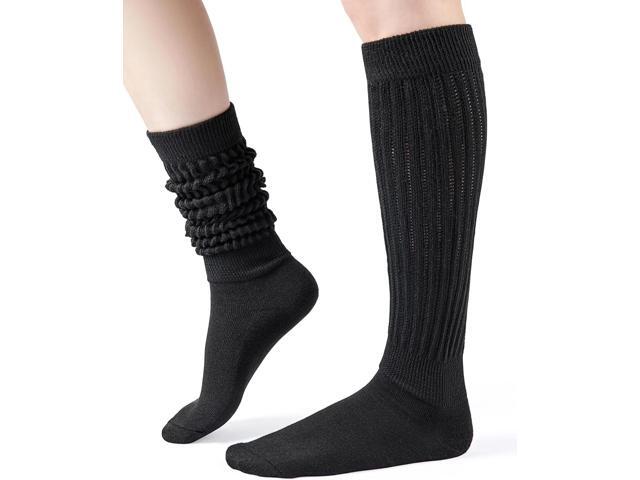 Tanvia Slouchy Socks for Women Slouch Scrunch Knee High Boot Socks Soft Long Socks Cozy Crew Socks Leg Warmers, Black