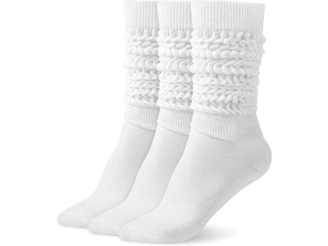 Tanvia Slouchy Socks for Women Slouch Scrunch Knee High Boot Socks Soft Long Socks Cozy Crew Socks Leg Warmers, 3pack White