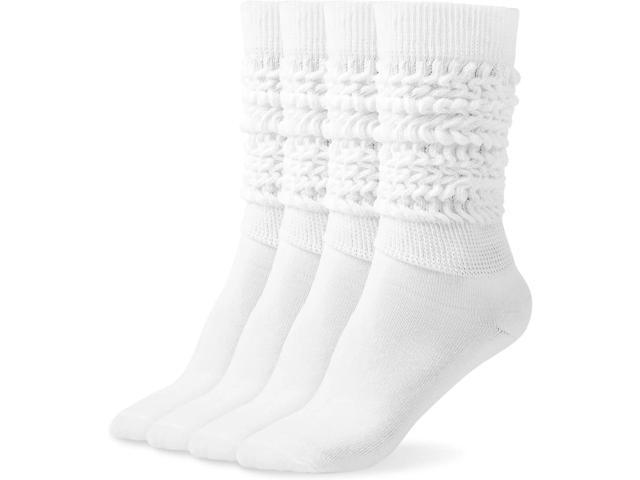 Tanvia Slouchy Socks for Women Slouch Scrunch Knee High Boot Socks Soft Long Socks Cozy Crew Socks Leg Warmers, 2pack White