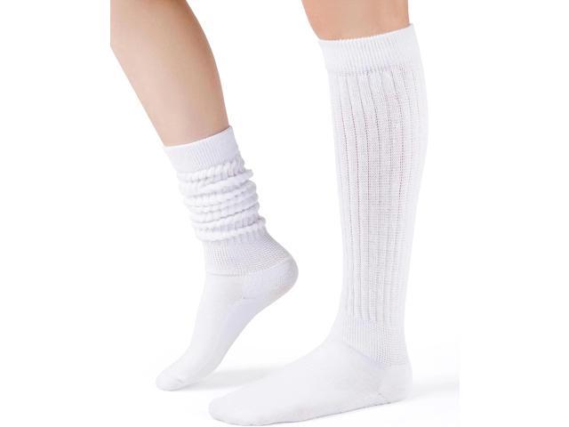 Tanvia Slouchy Socks for Women Slouch Scrunch Knee High Boot Socks Soft Long Socks Cozy Crew Socks Leg Warmers, White