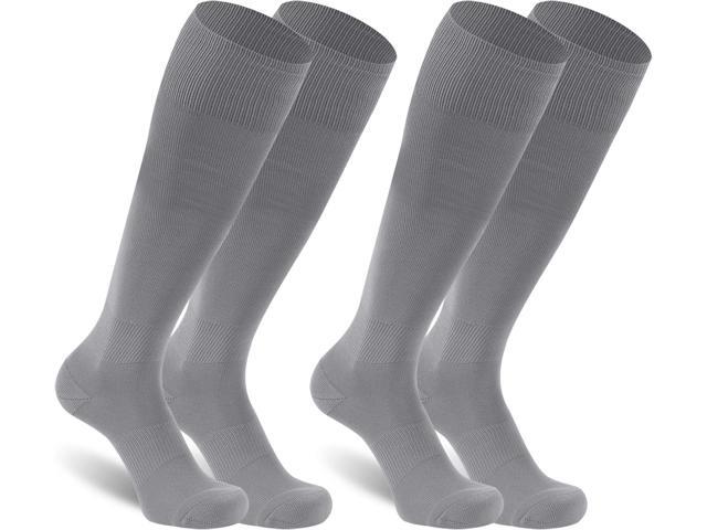 Tanvia 2 Pairs Unisex Soccer Socks, Knee High Solid Baseball Football Sports Team Socks, Gray