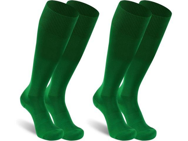 Tanvia 2 Pairs Unisex Soccer Socks, Knee High Solid Baseball Football Sports Team Socks, Green