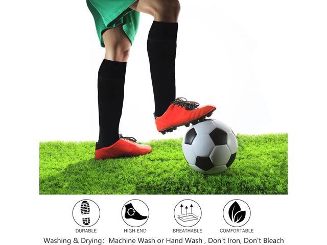 Tanvia 2 Pairs Unisex Soccer Socks, Knee High Solid Baseball Football Sports Team Socks, Black