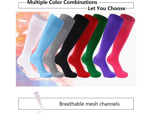 Tanvia 2 Pairs Unisex Soccer Socks, Knee High Solid Baseball Football Sports Team Socks, Sky Blue