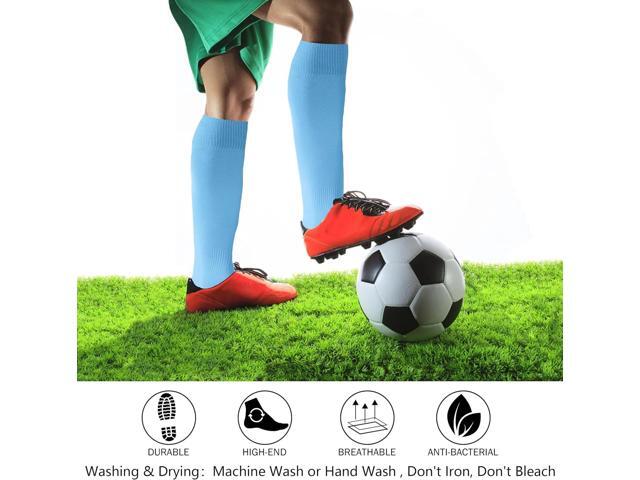 Tanvia 2 Pairs Unisex Soccer Socks, Knee High Solid Baseball Football Sports Team Socks, Sky Blue