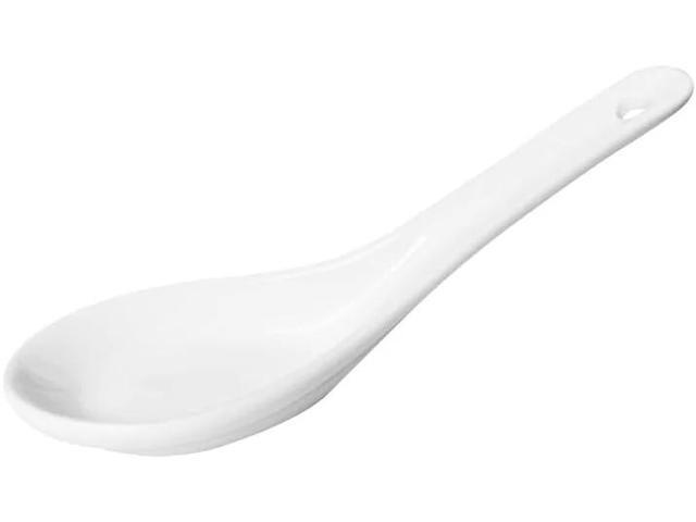 Tanvia 4 Packs Ceramic Soup Spoon - 5.1inch Asian Ceramic Soup Spoon Chinese White Spoons for Home, Kitchen, or Restaurant