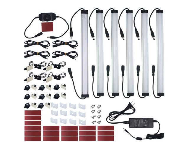 Under Cabinet LED Lighting Kit Plug in or Hardwired, 6 pcs 12 Inches Light Strips, 2000 Lumen, Super Bright, for Kitchen Counter, Closet, Shelf...