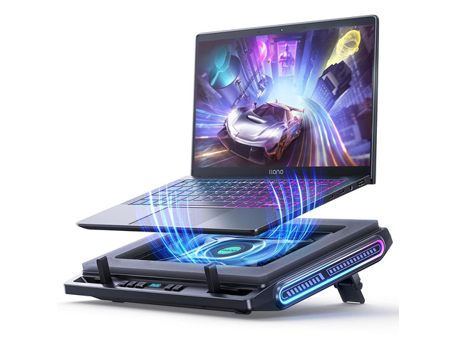 V10 Gaming Laptop Cooling Pad, RGB Laptop Cooler Stand with Powerful 4.72 Inch External Turbo Cooling Fan, Fast Cooling Computer 13-17.3in, Button...