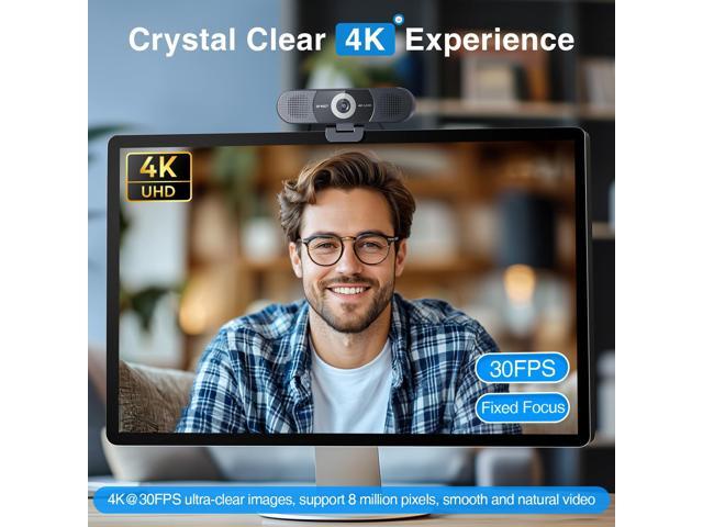 KEHIPI3-in-1 4K Webcam with Microphone and Speaker, C980 PRO 60°-98° Wide Angle Webcam w/ 4 Noise Cancel Mics, 2 Speakers, Fixed Focus, Magnetic...