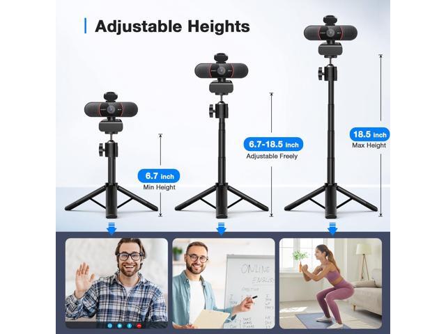 KEHIPI C960 4K Webcam with Tripod, 4K UHD Sony Sensor, 3 Adjustable Height Mini Tripod w/Privacy Cover, PDAF Auto Focus, Dual Noise-Cancelling...