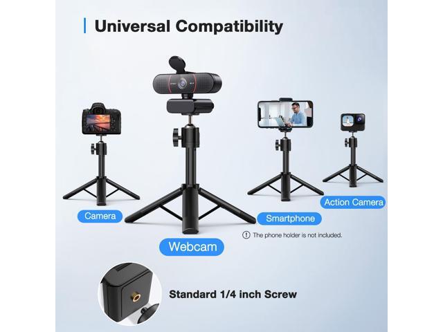 KEHIPI C960 4K Webcam with Tripod, 4K UHD Sony Sensor, 3 Adjustable Height Mini Tripod w/Privacy Cover, PDAF Auto Focus, Dual Noise-Cancelling...
