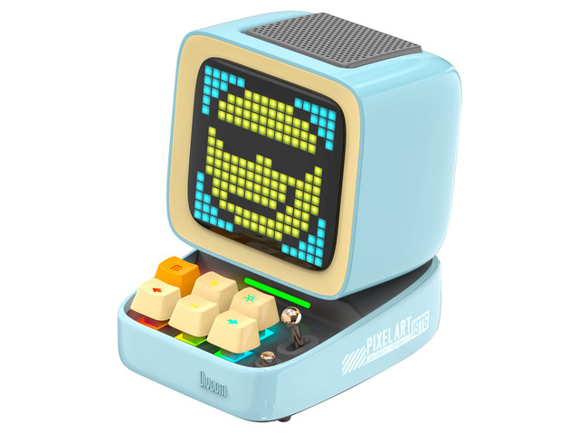 Ditoo Pro Retro Pixel Art Game Bluetooth Speaker with 16X16 LED App Controlled Front Screen (Blue)