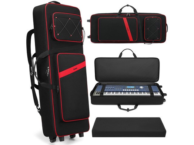 61 Key Keyboard Case with Wheels, Internal Size: 41.7'x 14.5'x 5.7', Waterproof Padded Rolling Gig Bag Keyboard Piano Case for 61 Key Piano...