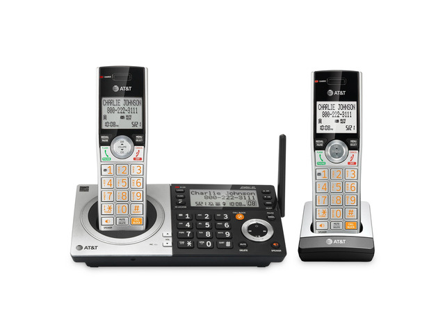CL83207 DECT 6.0 Expandable Cordless Phone with Smart Call Blocker, Silver/Black with 2 Handsets
