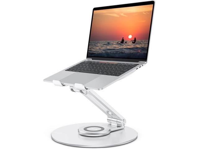 Adjustable Laptop Stand with 360 Rotating Base, Ergonomic Laptop Riser for Collaborative Work, Dual Rotary Shaft Fully Foldable for Easy Storage,...