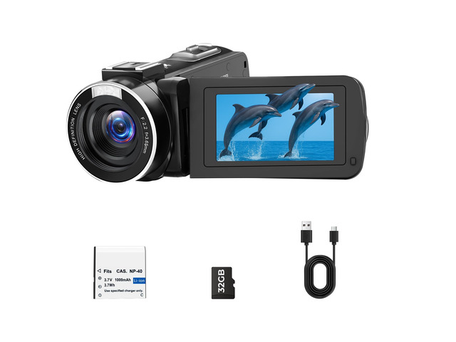 Camcorder Video Camera 2.7K 48MP, Vlogging Camera for YouTube with Fill Light 3' 270° 18X Digital Zoom Flip Screen Webcam Anti-Shake, Digital...