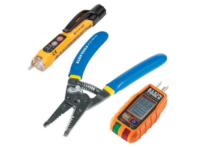 80041 Outlet Repair Tool Kit with GFCI Receptacle Tester, Non Contact Voltage Tester and Wire Stripper, 3-Piece