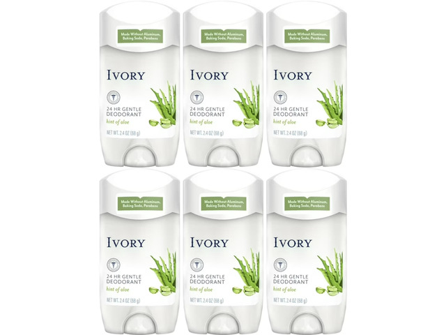 Ivory Gentle 24HR Deodorant Aloe 2.4 oz (6-Pack)
