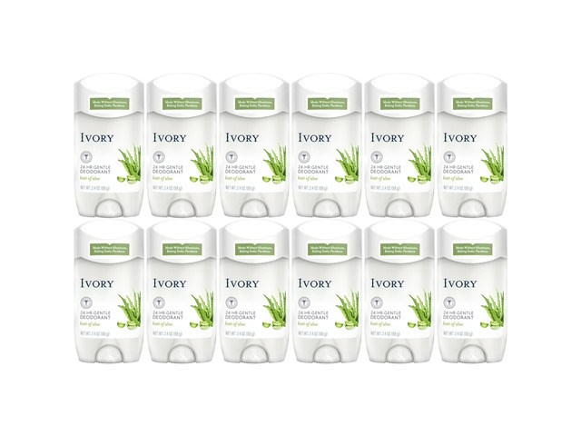 Ivory Gentle 24HR Deodorant Aloe 2.4 oz (12-Pack)