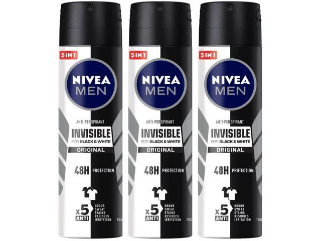 Nivea Men Invisible Black & White Spray 150 ml (3-Pack)