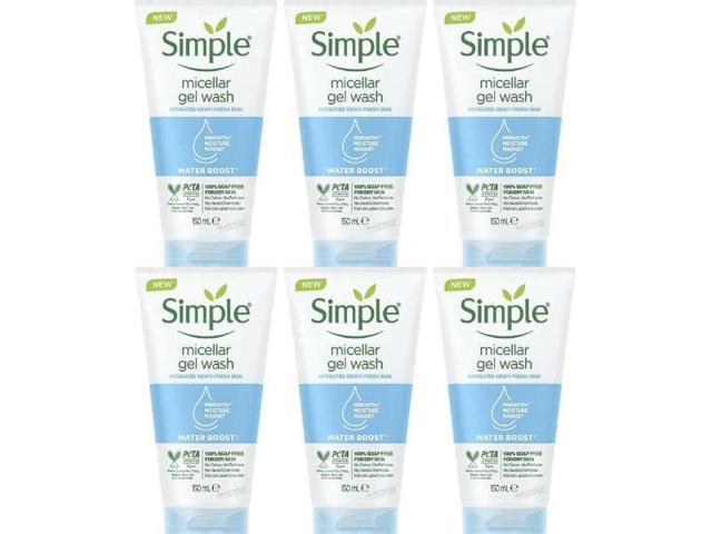 Simple Water Boost Micellar Gel Facial Wash, 5 oz (6-Pack)