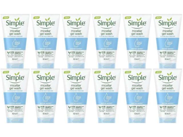 Simple Water Boost Micellar Gel Facial Wash, 5 oz (12-Pack)