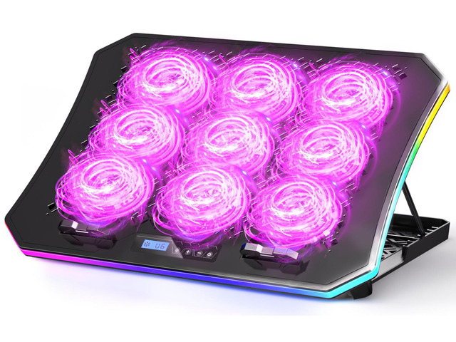 Laptop Cooling Pad, Gaming Laptop Fan Cooling Pad with 9 Quiet Fans, RGB Laptop Cooler for 15.6-17.3 Inch, Cooling Pad for Laptop with 7 Height...