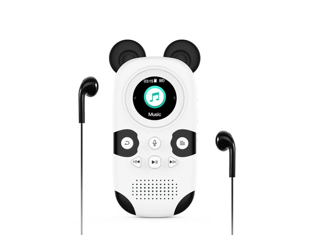 64GB Cute Panda MP3 Player for Kids, Bluetooth 5.3, Built-in Speaker Volume Limit, One-Button Voice Recorder, FM Radio, 3.5mm Headphone Jack,...