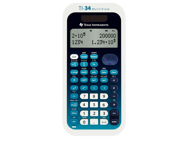 TI-34 MultiView Scientific Calculator Intermediate, four-line calculator; Advanced fraction capabilities