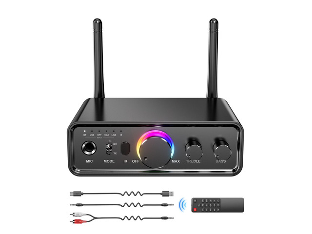 Bluetooth 5.3 Audio Transmitter Receiver for TV Home Stereo, high-Fidelity Wireless Bluetooth Low-Latency and HD Audio Adapter, Supporting USB,...