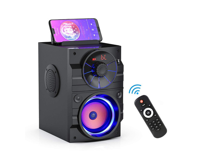Portable Big Bluetooth Speakers with Light, Wireless with Subwoofer, FM Radio, LED Lights, EQ, Booming Bass, Bluetooth 4.2 Stereo Loud...