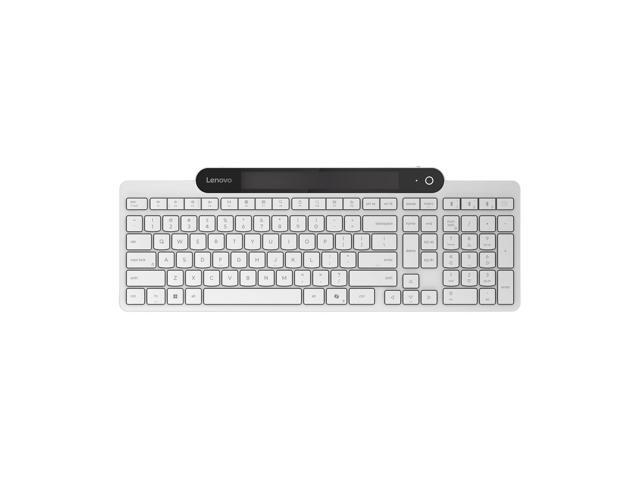 Lenovo 800 Self-Charging Bluetooth Keyboard, Uses Ambient Light for Charging, Bluetooth 5.1, Supports 3 Devices, Battery Free, Wireless, White