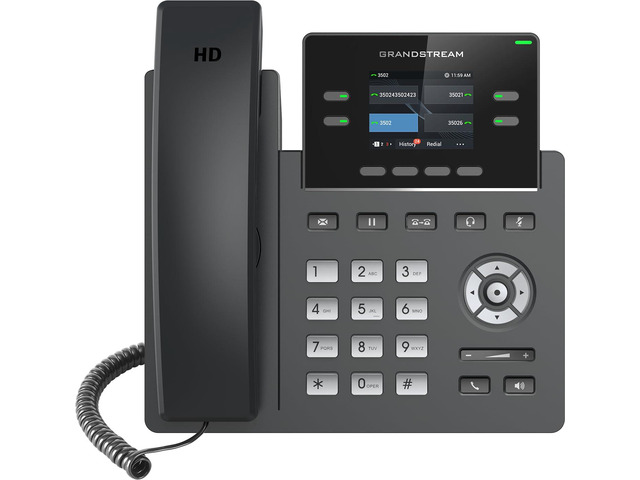 GRP2612P IP Phone 4 Lines, 4 SIP Accounts 2.4-Inch Color Display Dual-Port 10/100 Ethernet with Integrated PoE Power Adapter Not Included