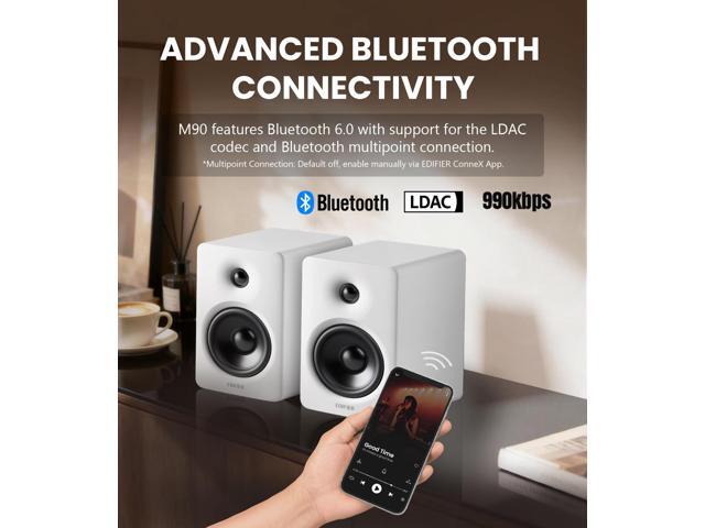 Edifier - M90 Active Bookshelf Speakers, Computer Speakers - Bluetooth and Optical Input - 2.0 Speaker (Pair) - White - image 12