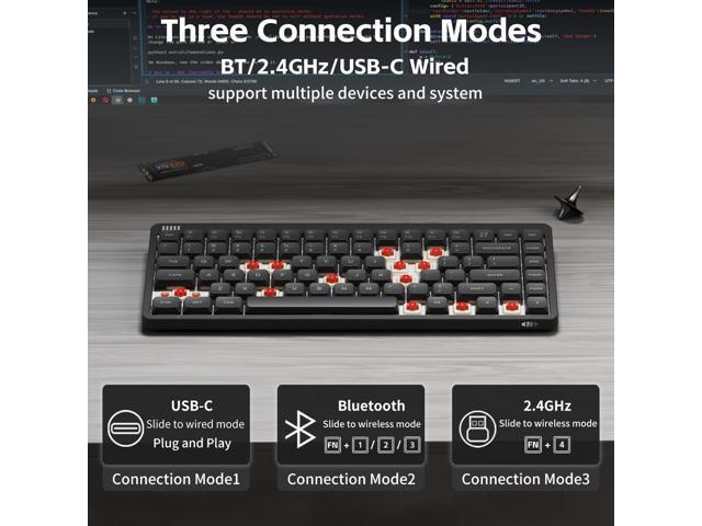 nuphy Node75 Wireless Mechanical Keyboard, 75% Hot Swappable Custom Low Profile Keyboard, 84 Keys Computer Gaming Keyboards, Supports Touch...