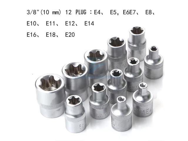 NEW 34pcs Torx Star Sockets & Bit Set Male Female E-torx Security Bits 3/8 Drive