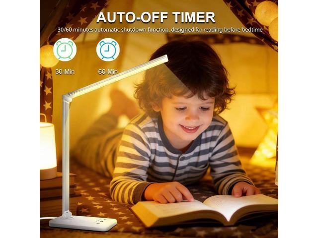 LED Desk Lamp, Eye-Caring Table Lamps, Natural Light Protects Eyes, 5 Modes