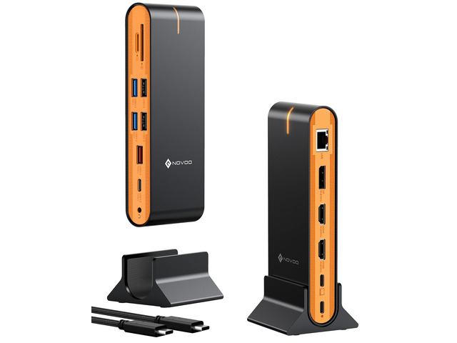 15 in 1 Laptop Docking Station Dual Monitor, 8K DP & Dual 4K HDMI Triple Display 8K@30Hz DP, Dual 4K@60Hz HDMI, 10Gbps USB-A/C, SD/TF, 1Gbps...