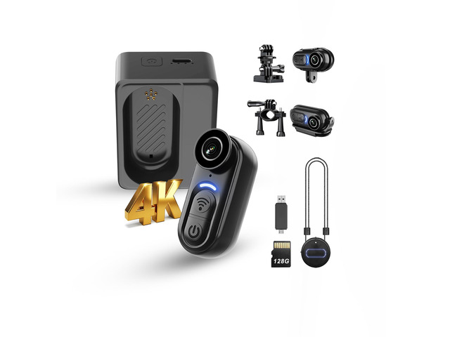 4K Mini Body Camera Action Cam with Audio & Video Recording -128G Thumb Size Hands Free Body Worn Cameras - Wearable Portable Camcorder for Work...