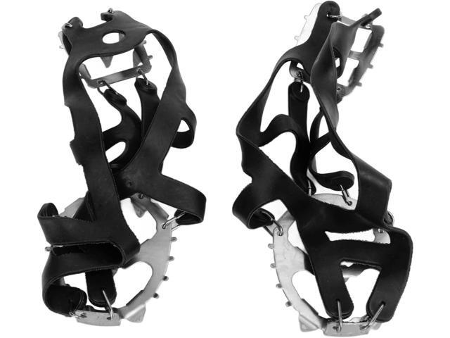 18 Teeth Ice Gripper Spike Outdoor Ice Climbing Shoe Gripper 1 Pair Set-Black size M