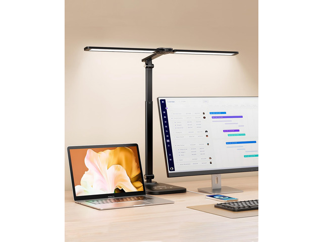 LED Desk Lamp for Office Home, Height Adjustable Architect Desk Light with USB Adapter, Stepless Dimming Desk Lamp Light for Reading, Study, Workbench