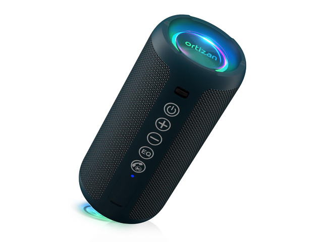 Portable Bluetooth Speaker, IPX7 Waterproof, Wireless, Dark Blue Deep Bass, Bluetooth 5.3, LED Lights, Wireless Stereo Pairing, 30H Playtime, for...
