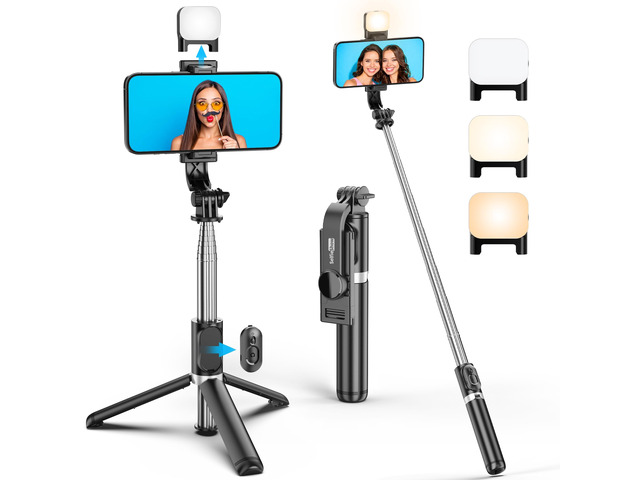 Portable 41 Inch Selfie Stick Phone Tripod with Wireless Remote Extendable Tripod Stand 360 Rotation Compatible with iPhone 17 16 15 14 13 12 11...